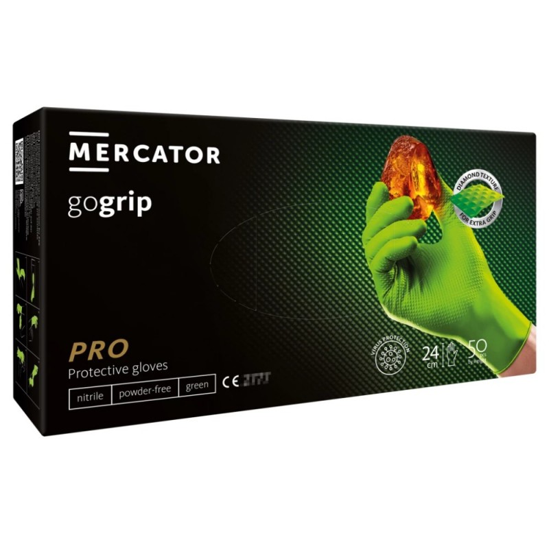 Перчатки нитриловые  неопудренные одноразовые GoGrip р-р XL 50 шт./уп. зеленый