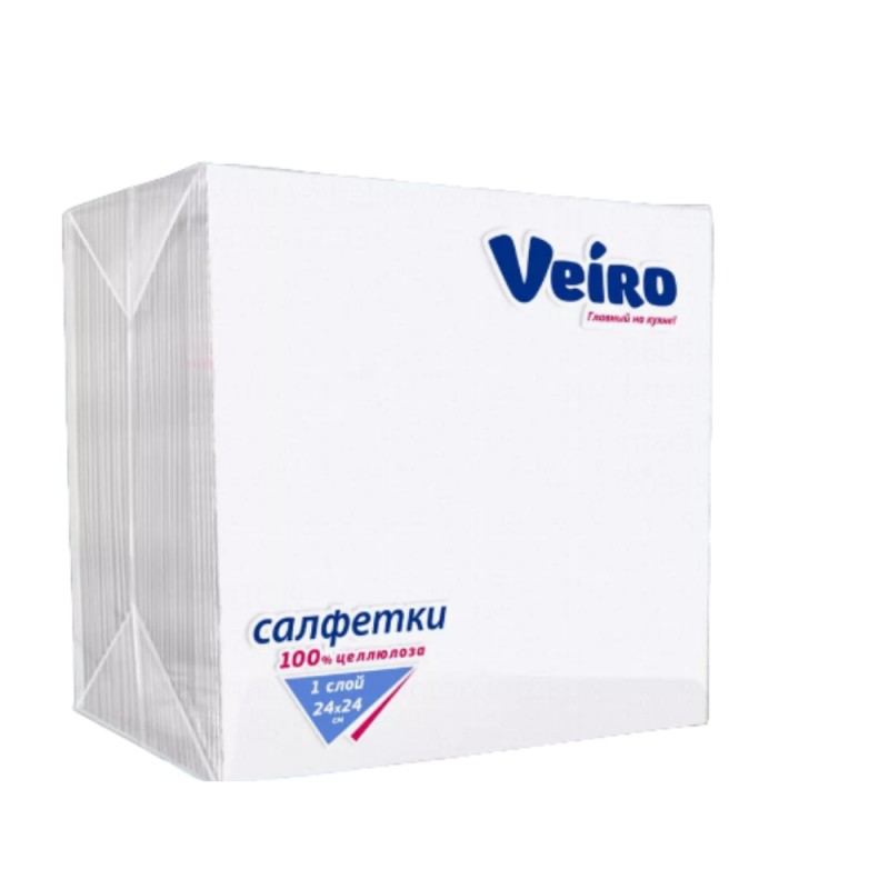 Салфетки бумажные  Veiro 24*24см 1-сл, цв.белый, 100 шт
