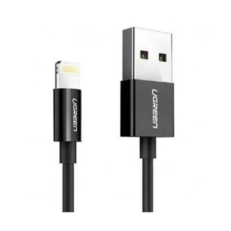 Кабель UGREEN US155-80822, USB-A 2.0 to Lightning, Apple MFI certified, 2,4A, силиконовый, 1m, Black