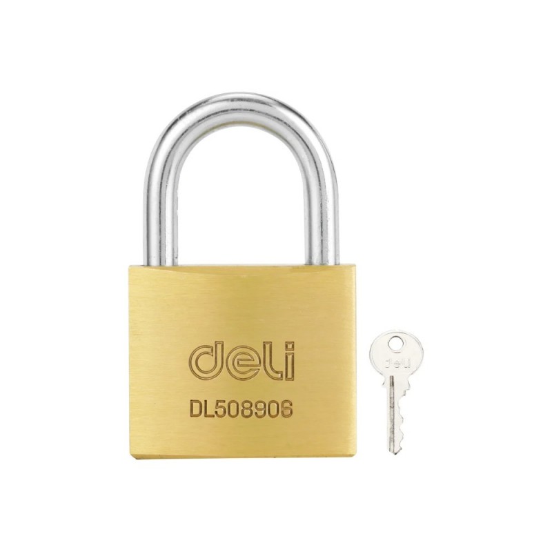 Замок навесной Deli YS EDL508906 50 мм, 3 ключа, автомат, латунь