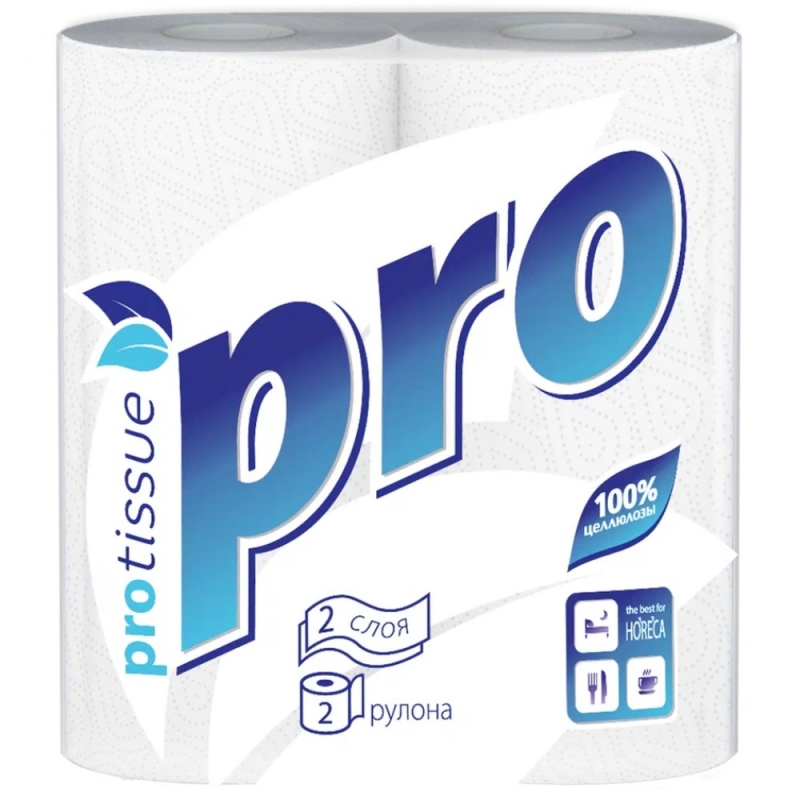 Полотенца бумажные  PROtissue 15м, 2 слоя, 2 рул, 100% целлюлоза