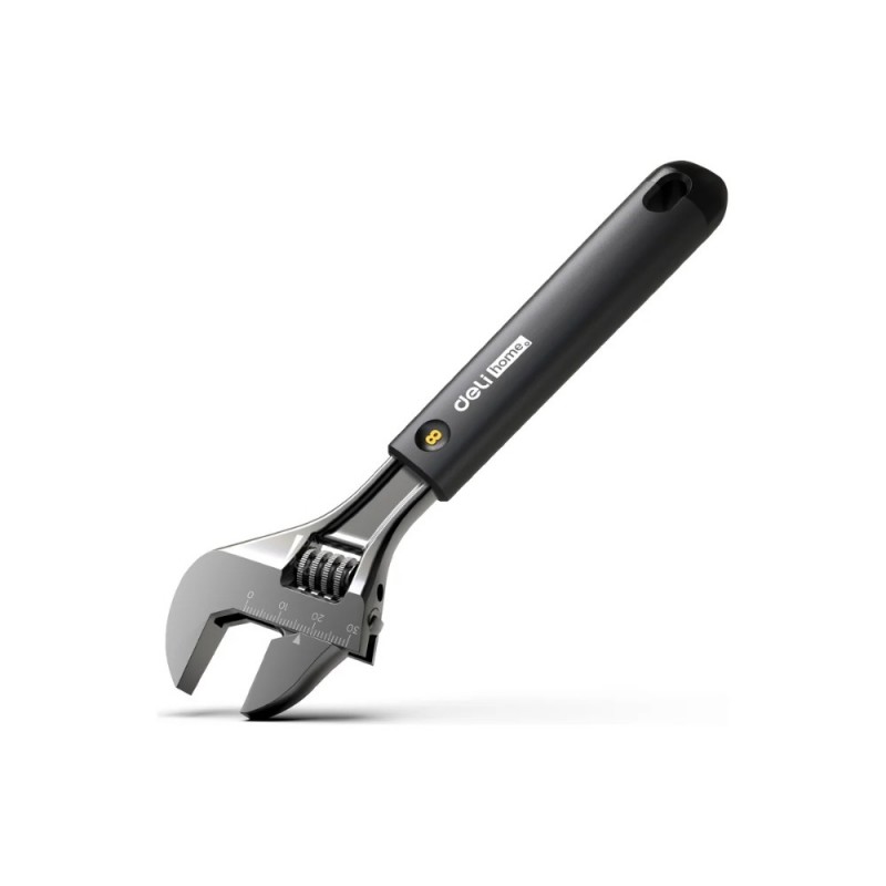 Ключ разводной Deli HS EHT1508 210 мм, раскрытие губок 0-28 мм, Soft Touch, черный