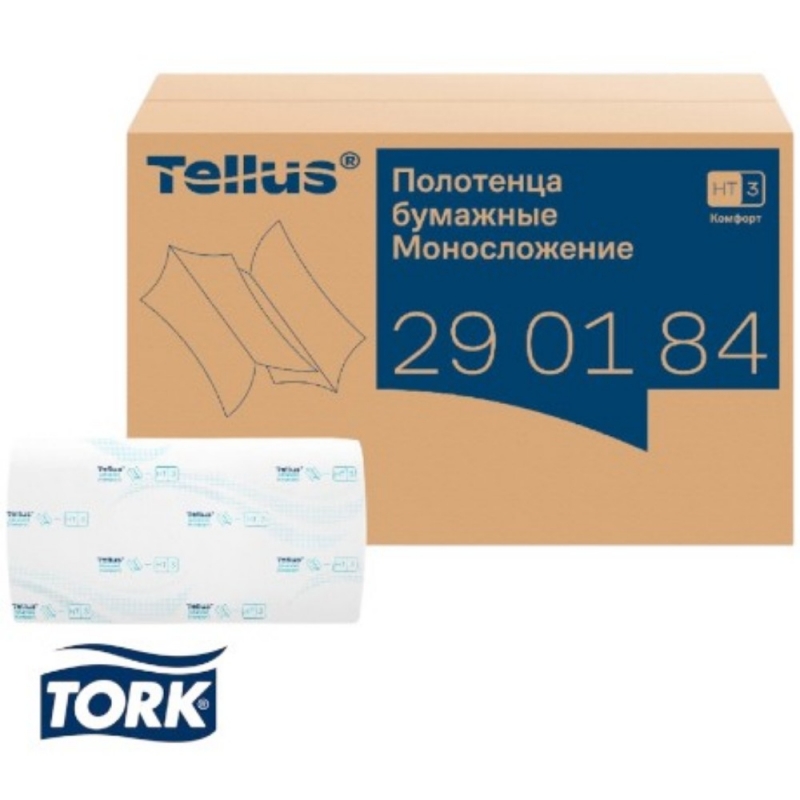 Полотенца бумажные  Tellus Синглфолд Комфорт листовые, 2-сл., 200 листов, HT3