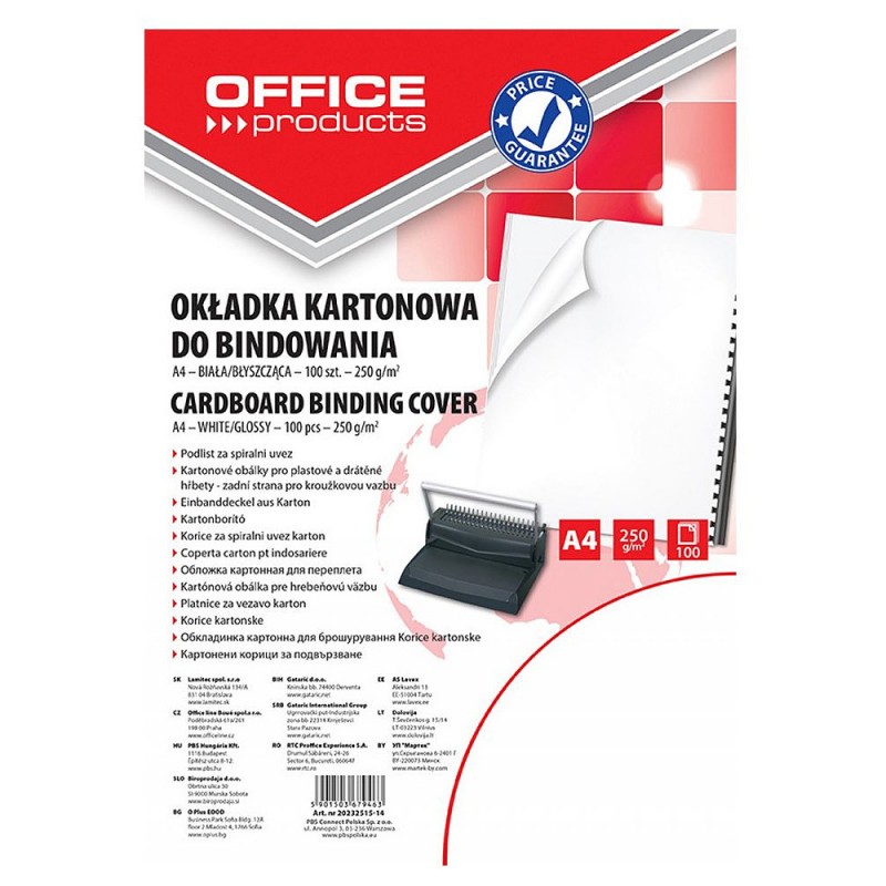 обложка (перф.) картон глянц белый 100шт